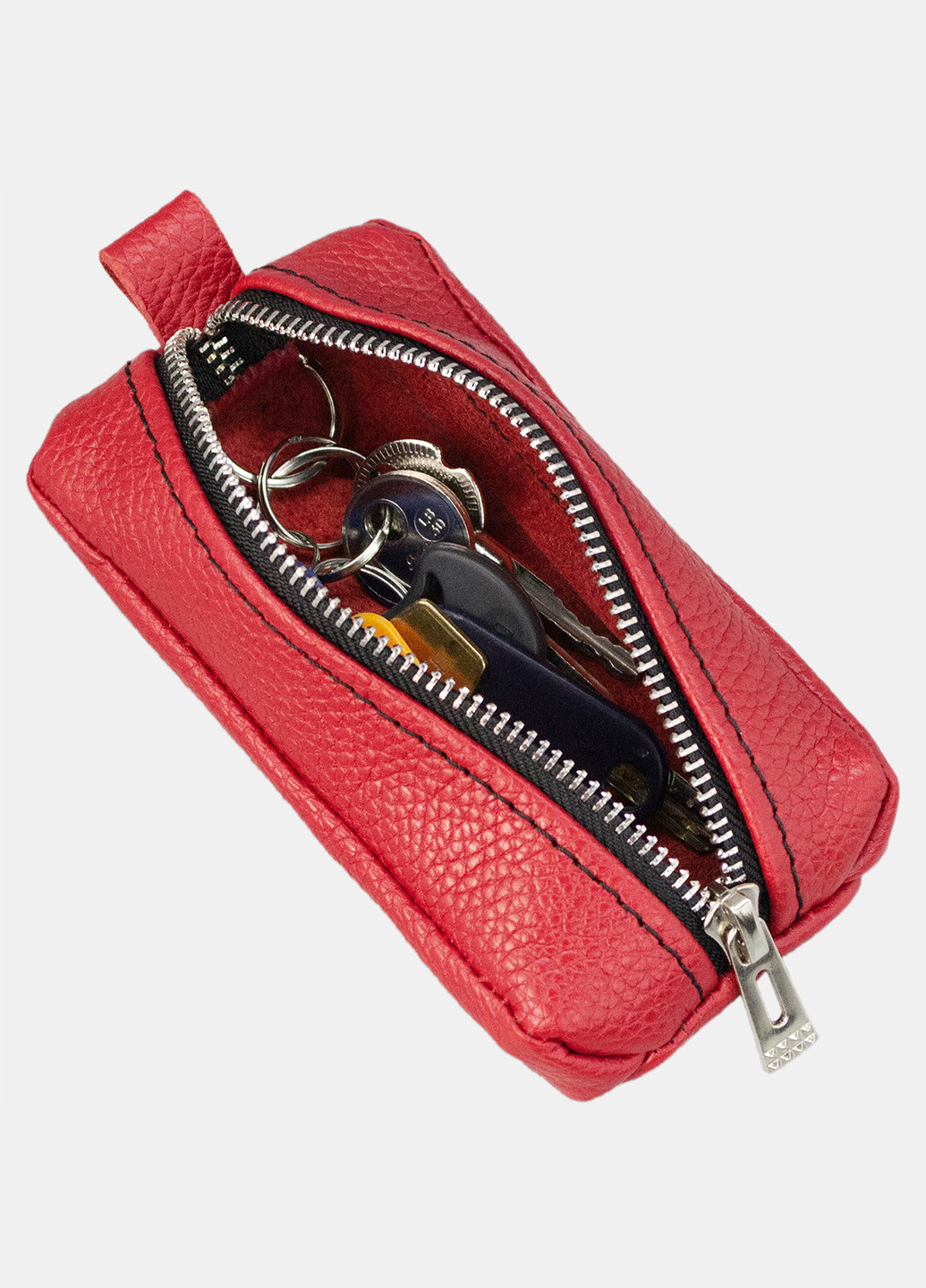 Шкіряна ключниця унісекс червона Famk (260495641)