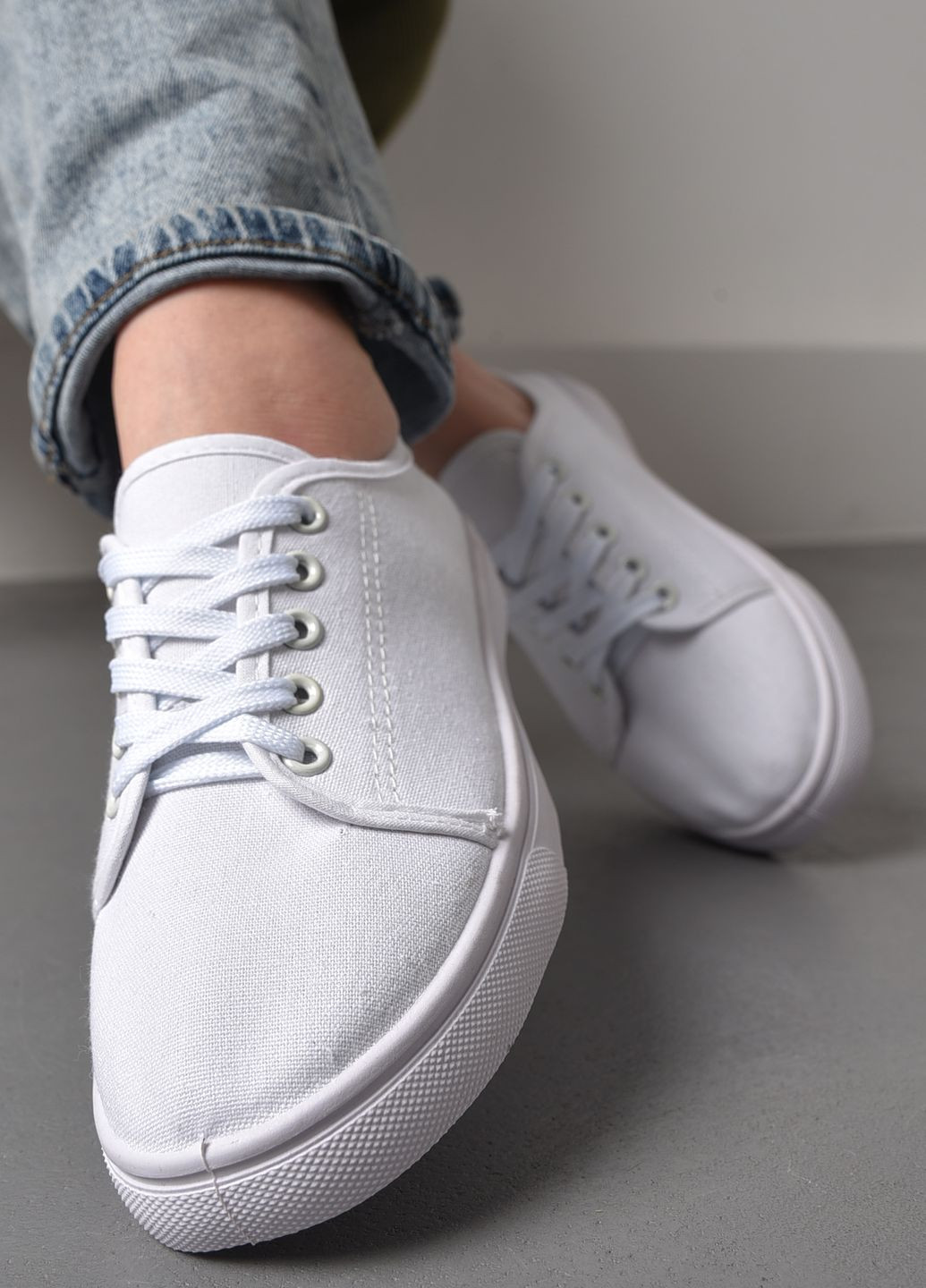 Мокасини жіночі білого кольору на шнурівці Let's Shop (277925661)