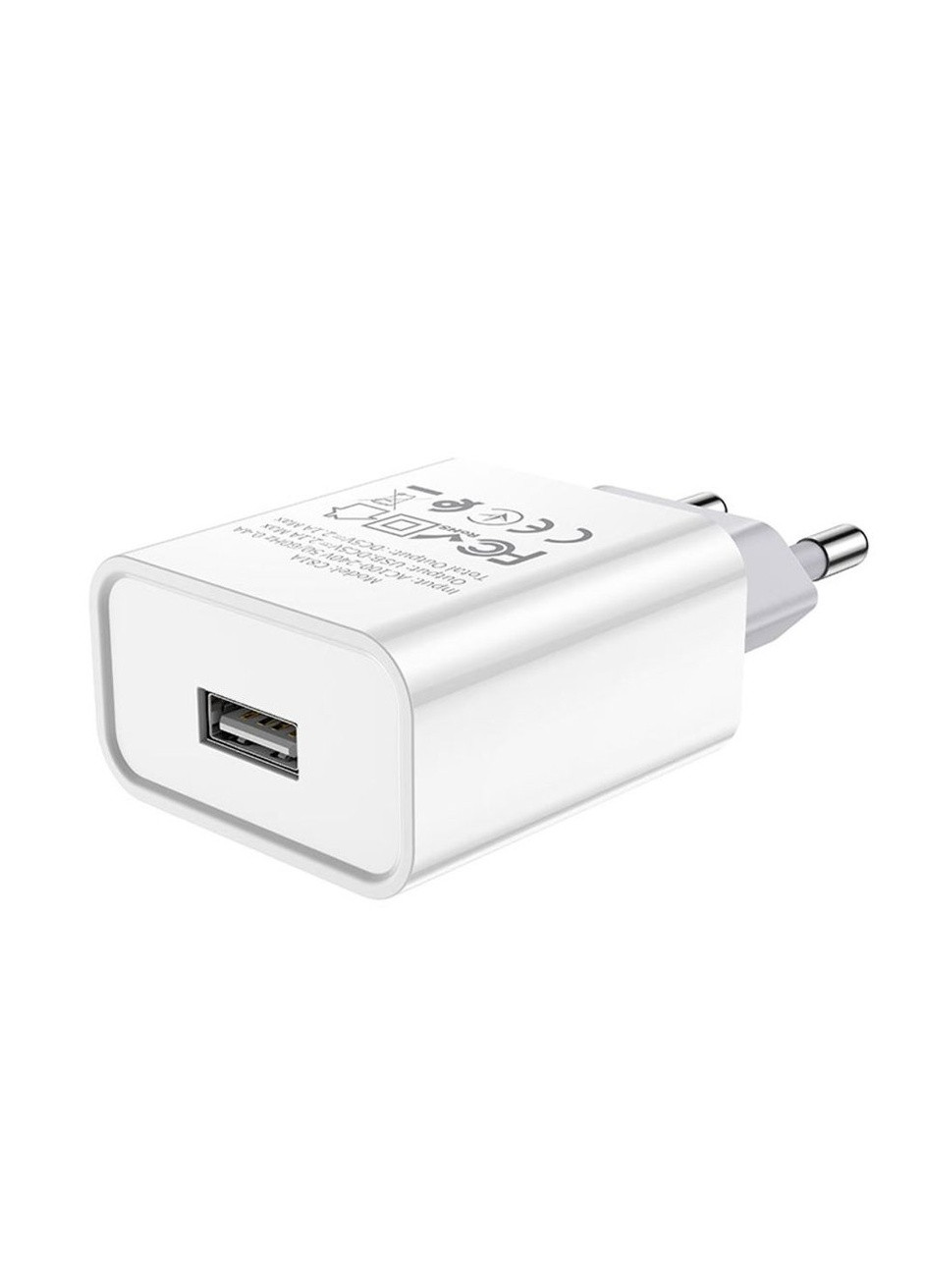 Мережевий зарядний пристрій C81A 1 USB 2.1A колір білий ЦБ-00215834 Hoco (259442925)
