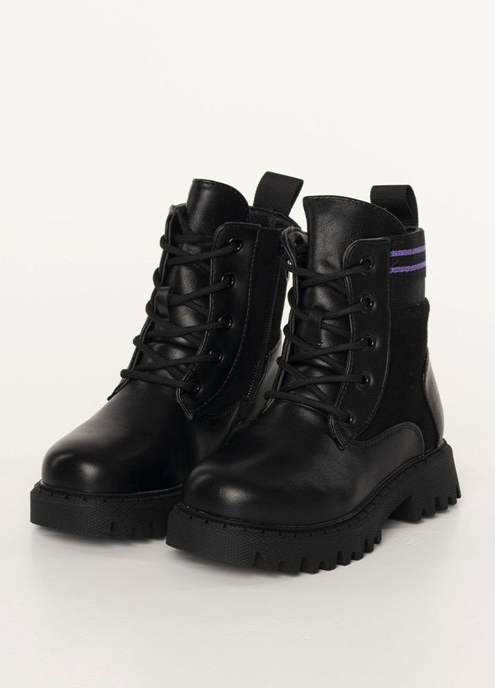 Черные зимние ботинки для девочки цвет черный цб-00232395 Kimboo