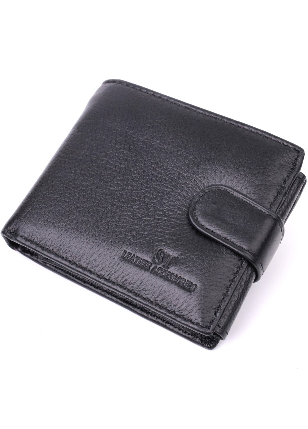 Якісний горизонтальний гаманець із натуральної шкіри 22455 Чорний st leather (277980518)