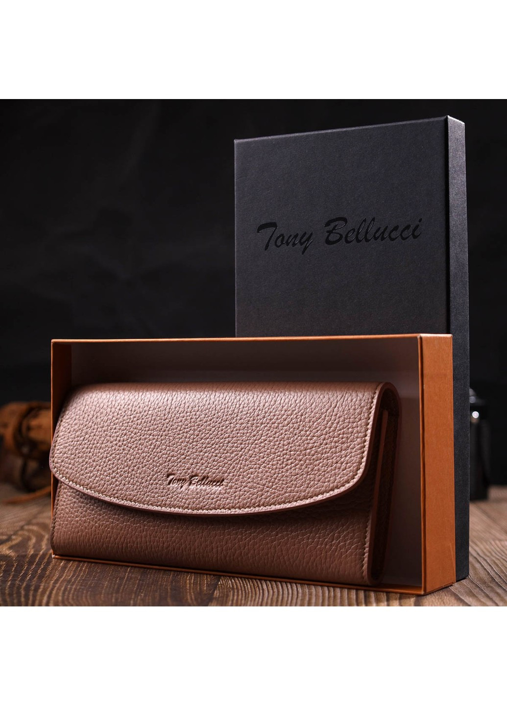 Відмінний жіночий гаманець з монетницею на блискавці з натуральної шкіри 21967 Пудровий Tony Bellucci (262158022)