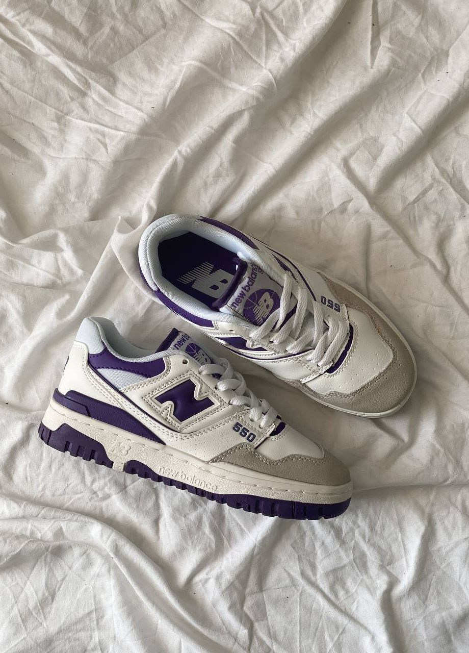 Цветные всесезонные кроссовки 550 white purple, вьетнам New Balance