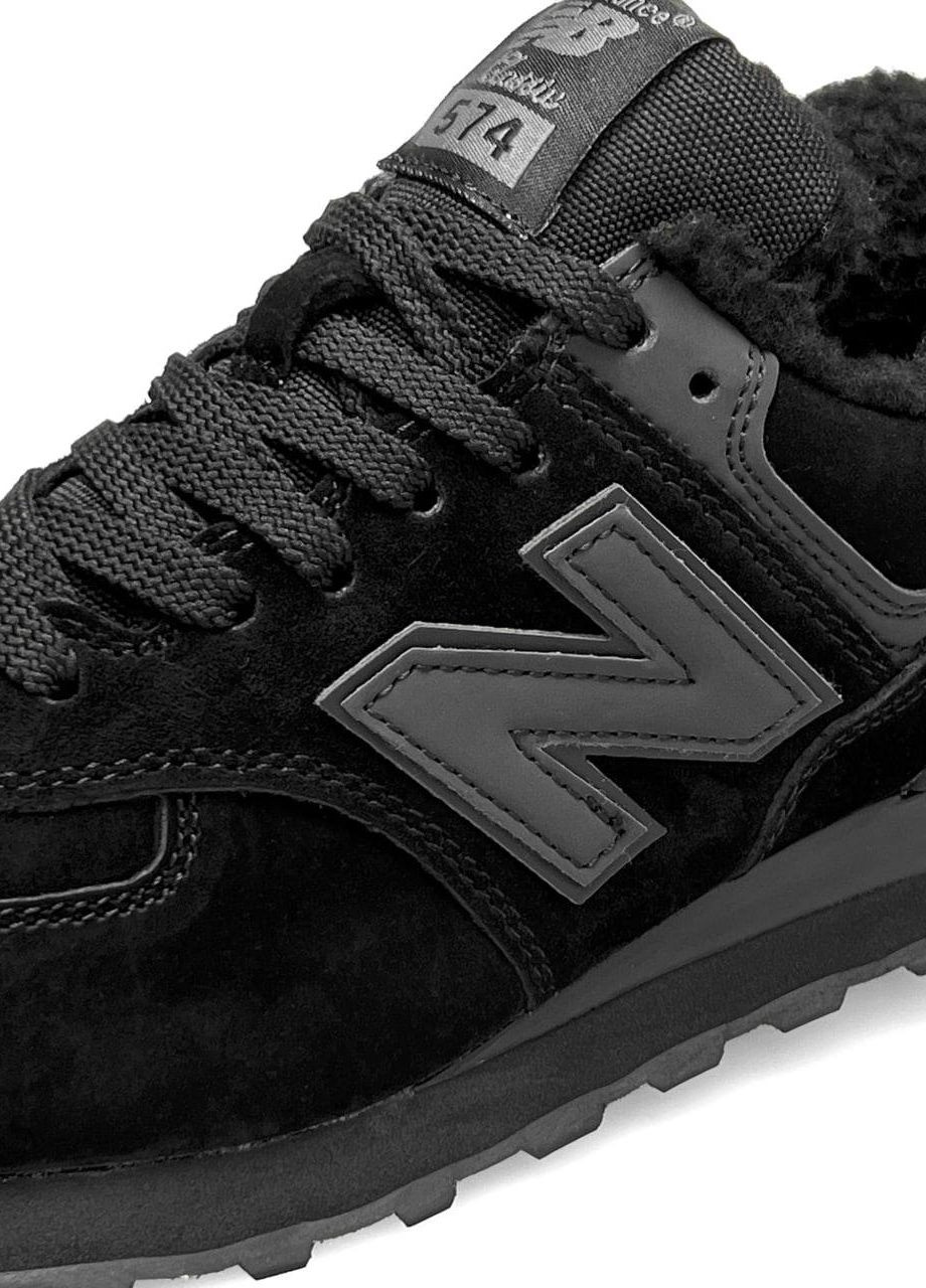 Черные зимние кроссовки женские, вьетнам New Balance 574 All Black Fur