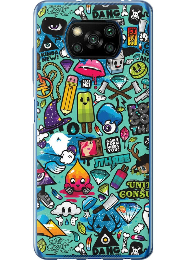 Силиконовый чехол 'Стикер бомбинг 1' для Endorphone Xiaomi Poco X3 (257879162)