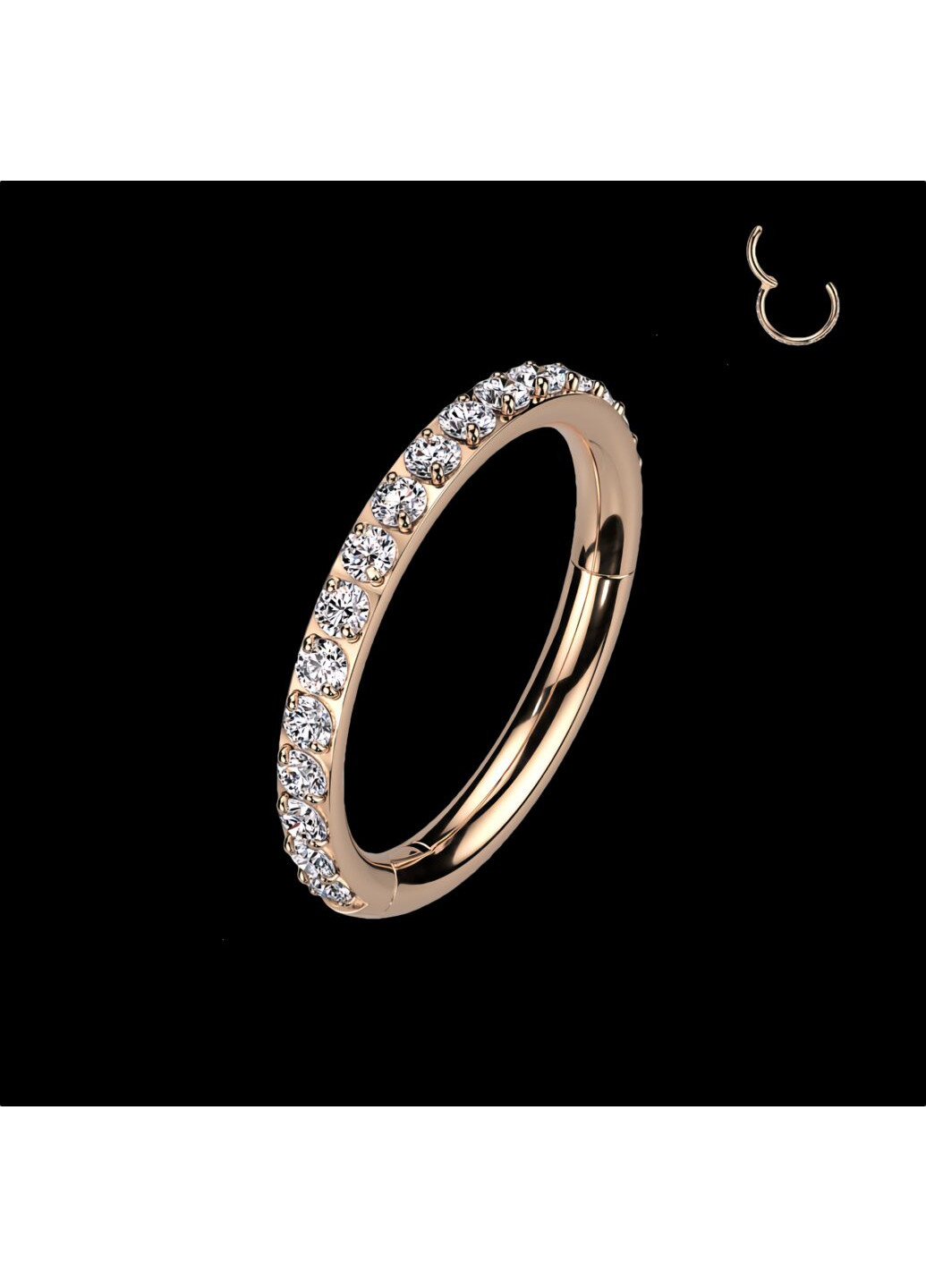 Универсальное кольцо – кликер из титана с фианитами, серьги для пирсинга септума, трагуса и хеликса, мочки, хряща брови, губ, Spikes (260359883)