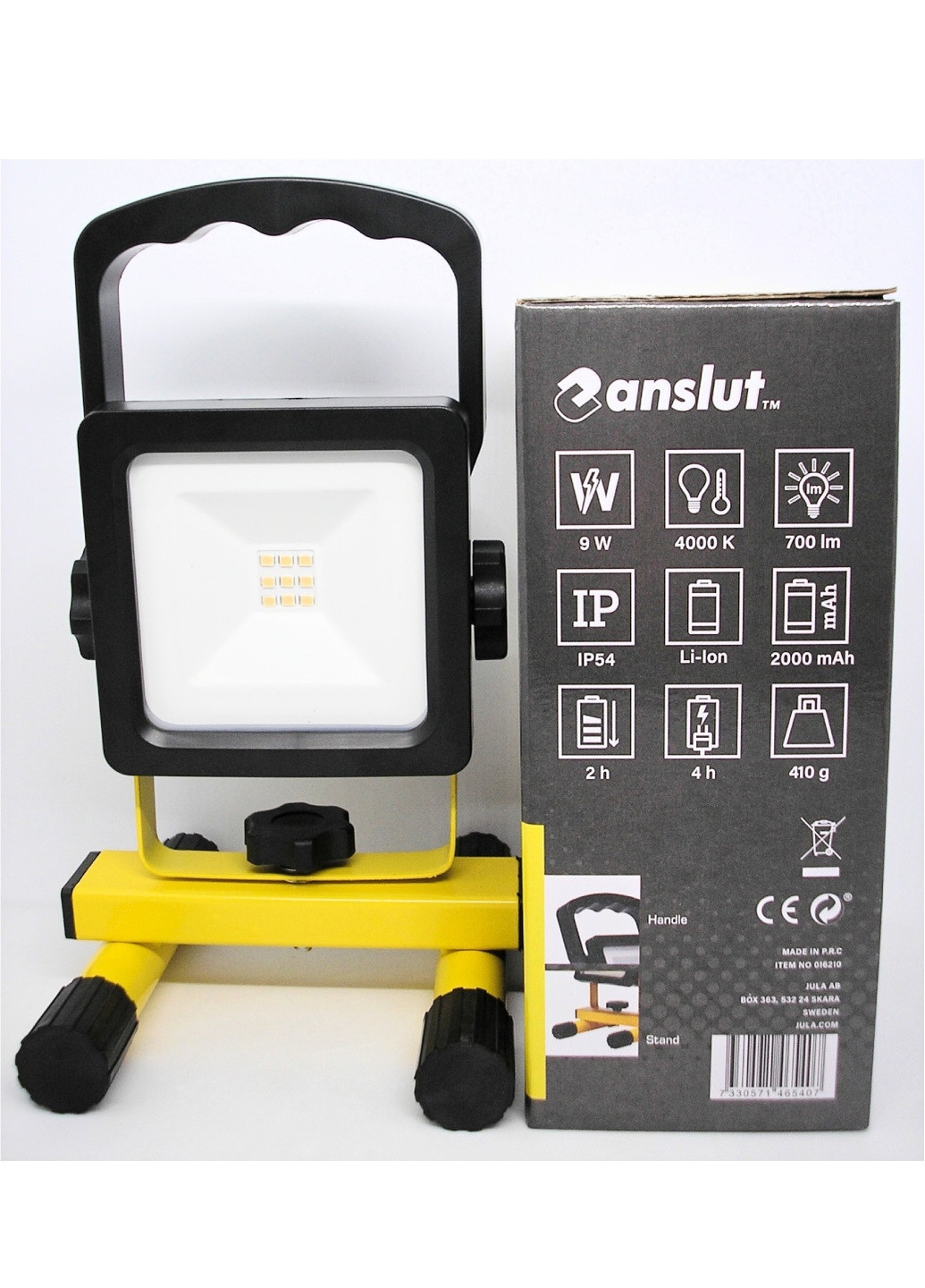Ліхтар світильник прожектор Anslut світлодіодний лампа на акумуляторі з підставкою 2000 mAh 700 lm 9W LED ЛЕД No Brand (259501139)