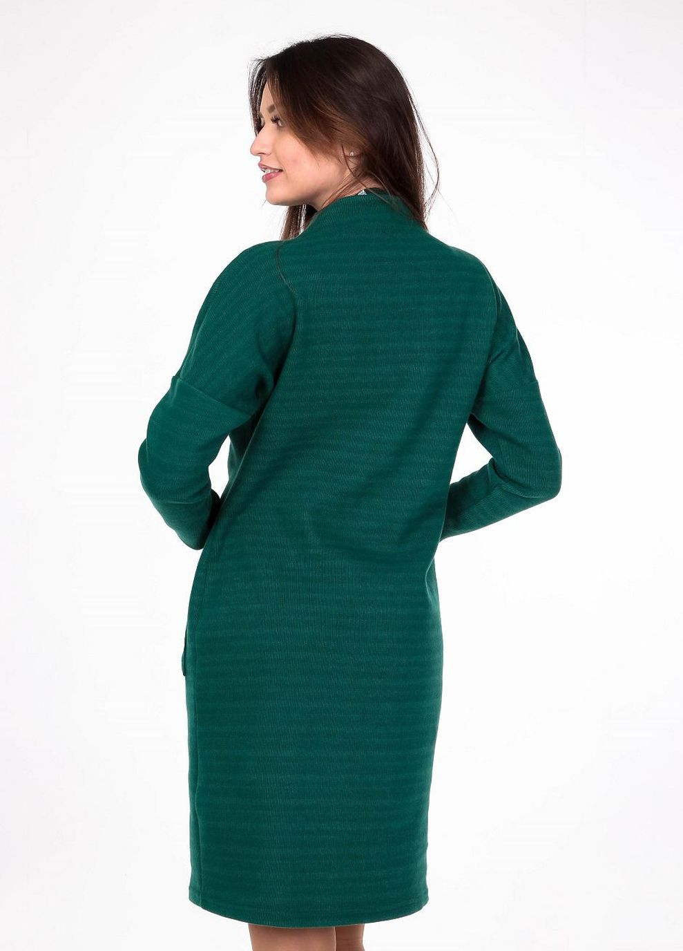 Темно-зеленое кэжуал платье теплое женское 114 однотонный ангора вязка бутылочное Актуаль