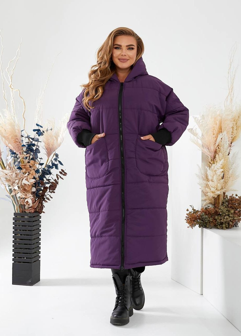 Фіолетова жіноча тепла зимова куртка фіолетового кольору р.50/52 443884 New Trend