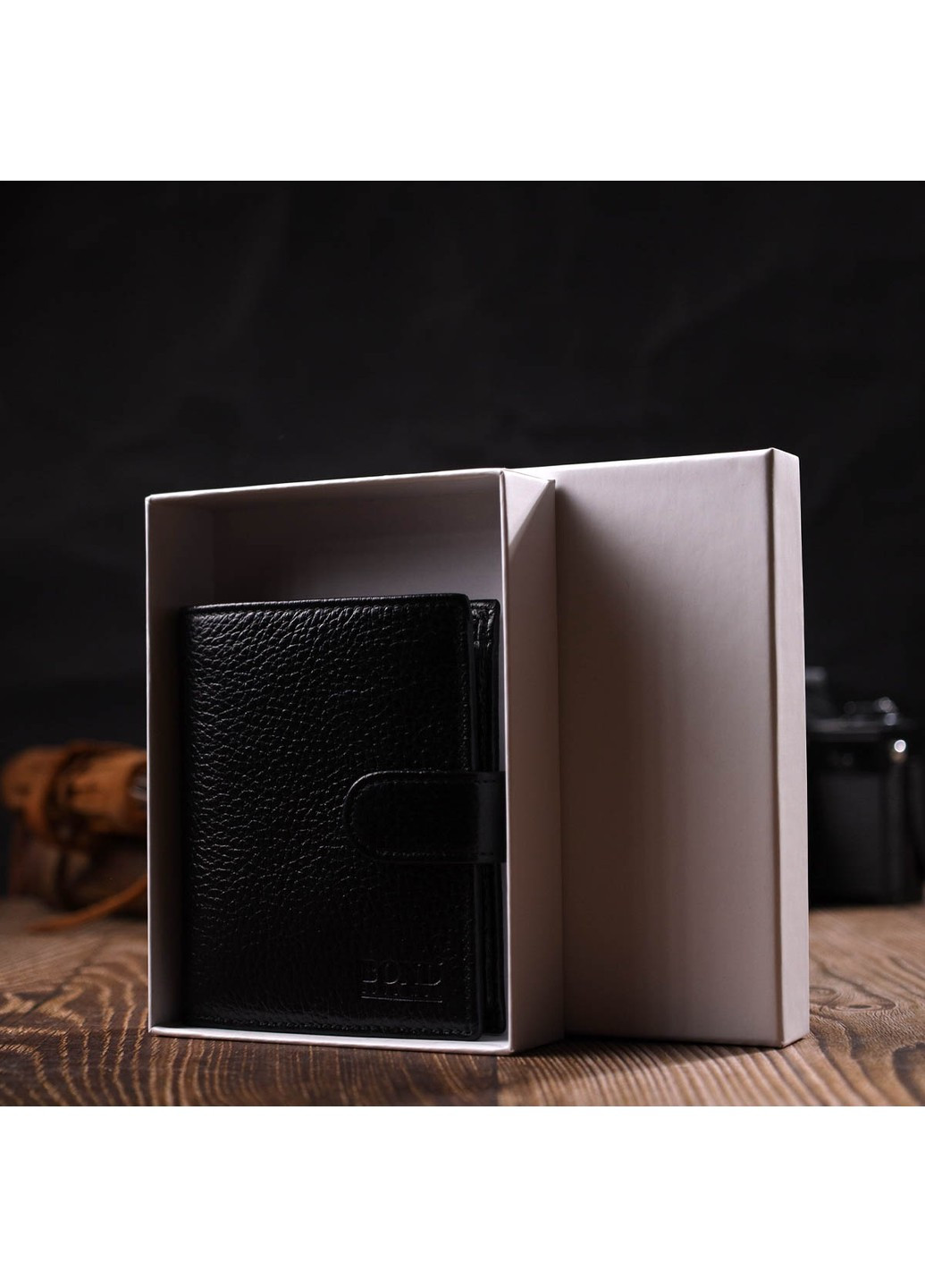 Мужской компактный вертикальный кошелек из натуральной кожи флотар 22005 Черный Bond (262158752)