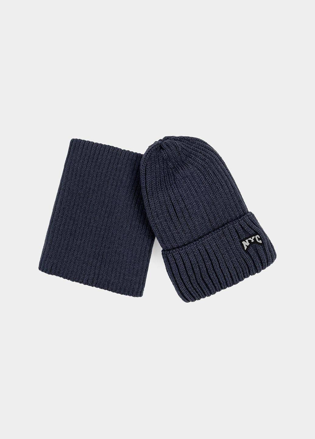 Комплект шапка та снуд для хлопчика колір темно-синій ЦБ-00234135 Yuki (268734750)