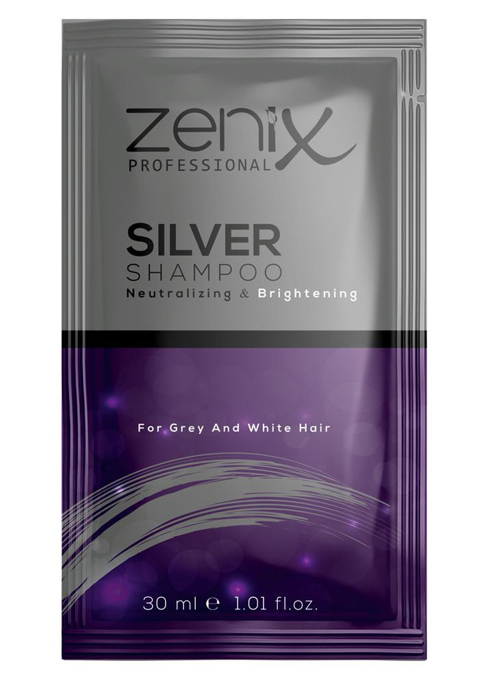 Срібний шампунь для освітленого, мелірованого та сивого волосся, 30 мл Zenix (268547197)