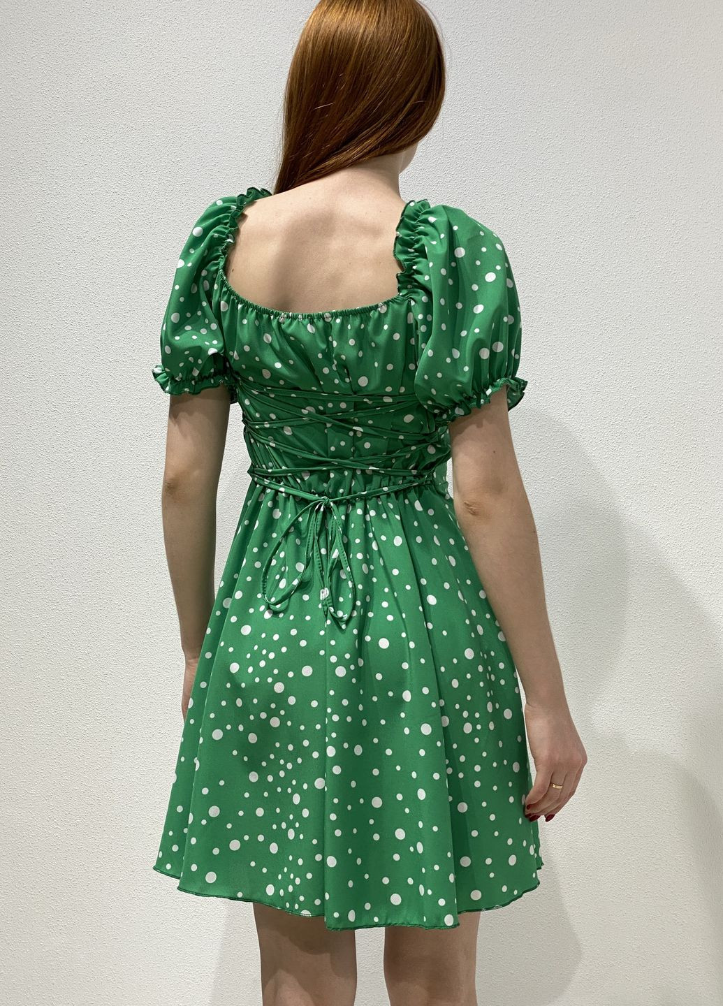Зеленое повседневный, коктейльное платье CHICLY в горошек