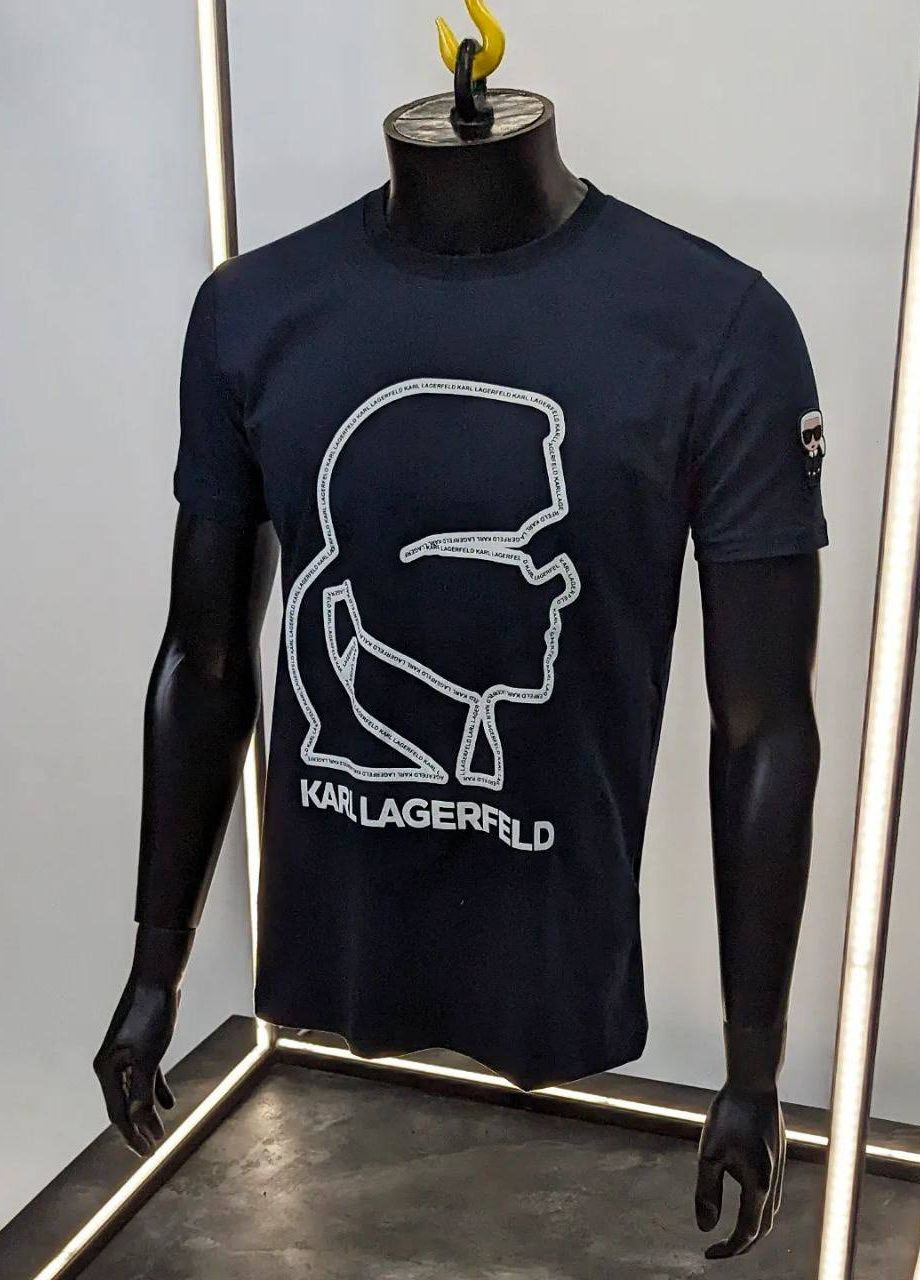 Темно-синяя футболка мужская коттон с коротким рукавом No Brand