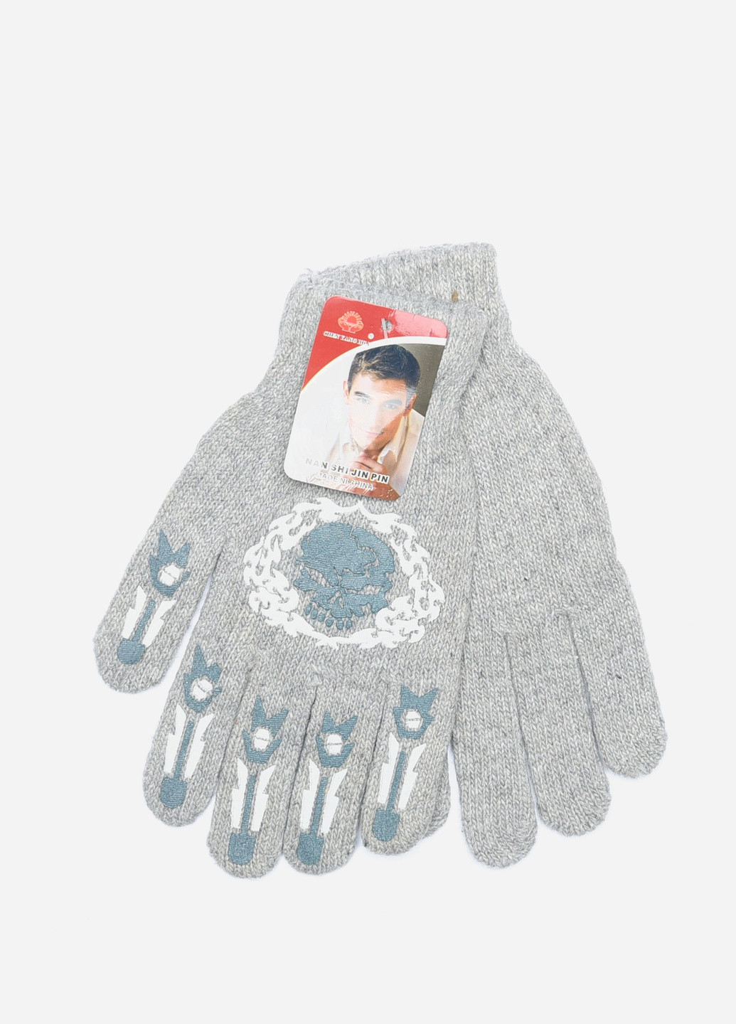 Перчатки подростковые для мальчика светло-серого цвета на 12-15 лет Let's Shop (256850175)