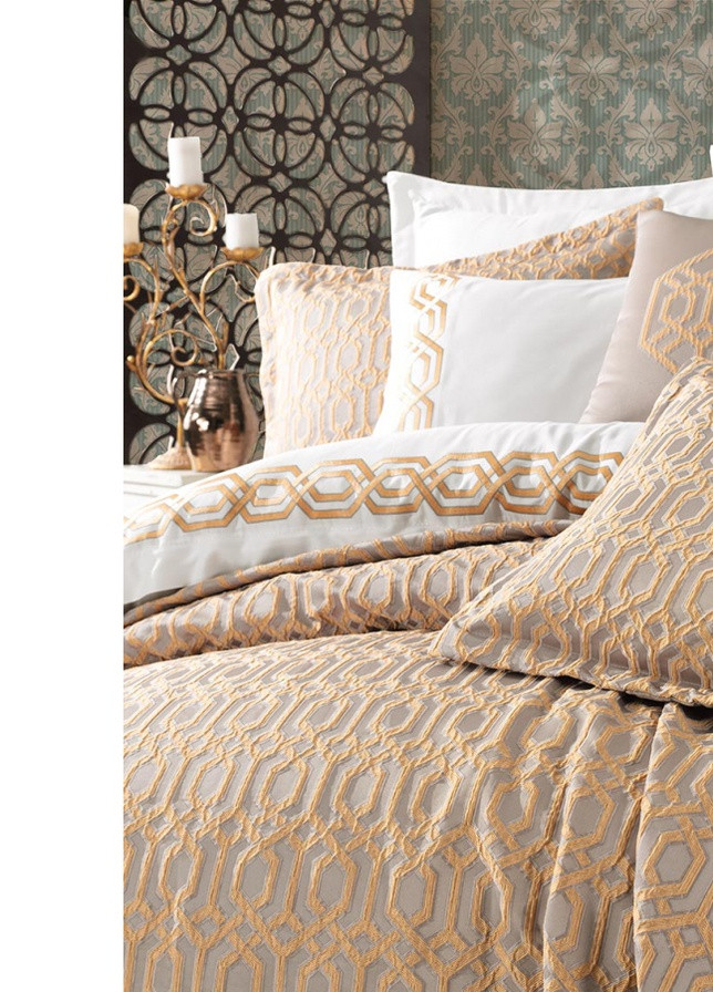 Набор постельного белья с вышивкой и жаккардовым покрывалом - Simena евро Dantela Vita (258122408)