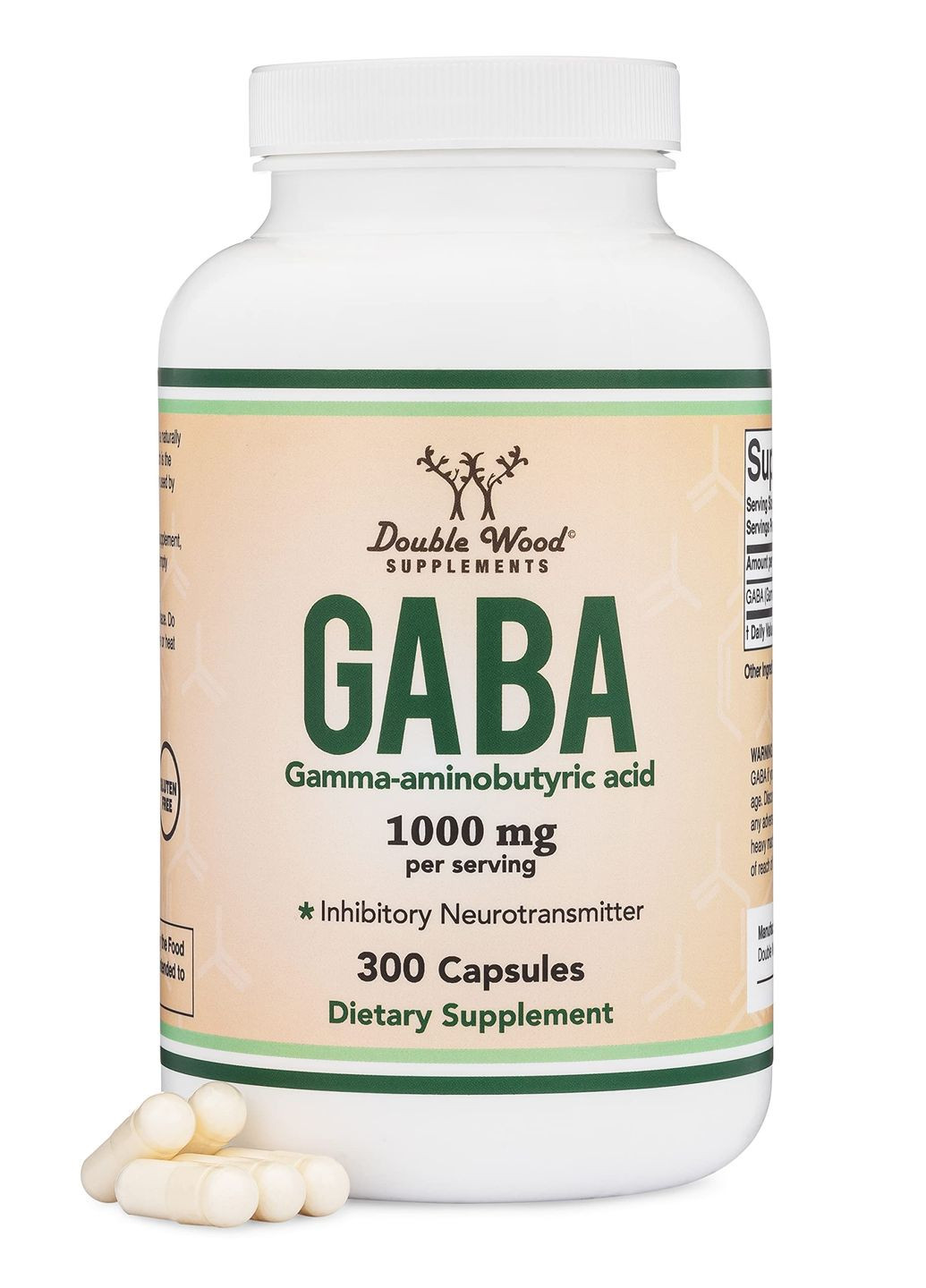 Гамма-аміномасляна кислота GABA 1000 mg 300 capsules Double Wood Supplements (261765739)