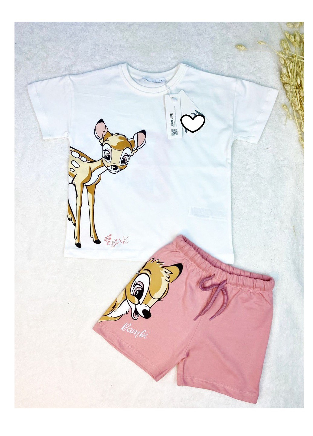 Рожевий літній комплект bambi (футболка, шорти) Disney