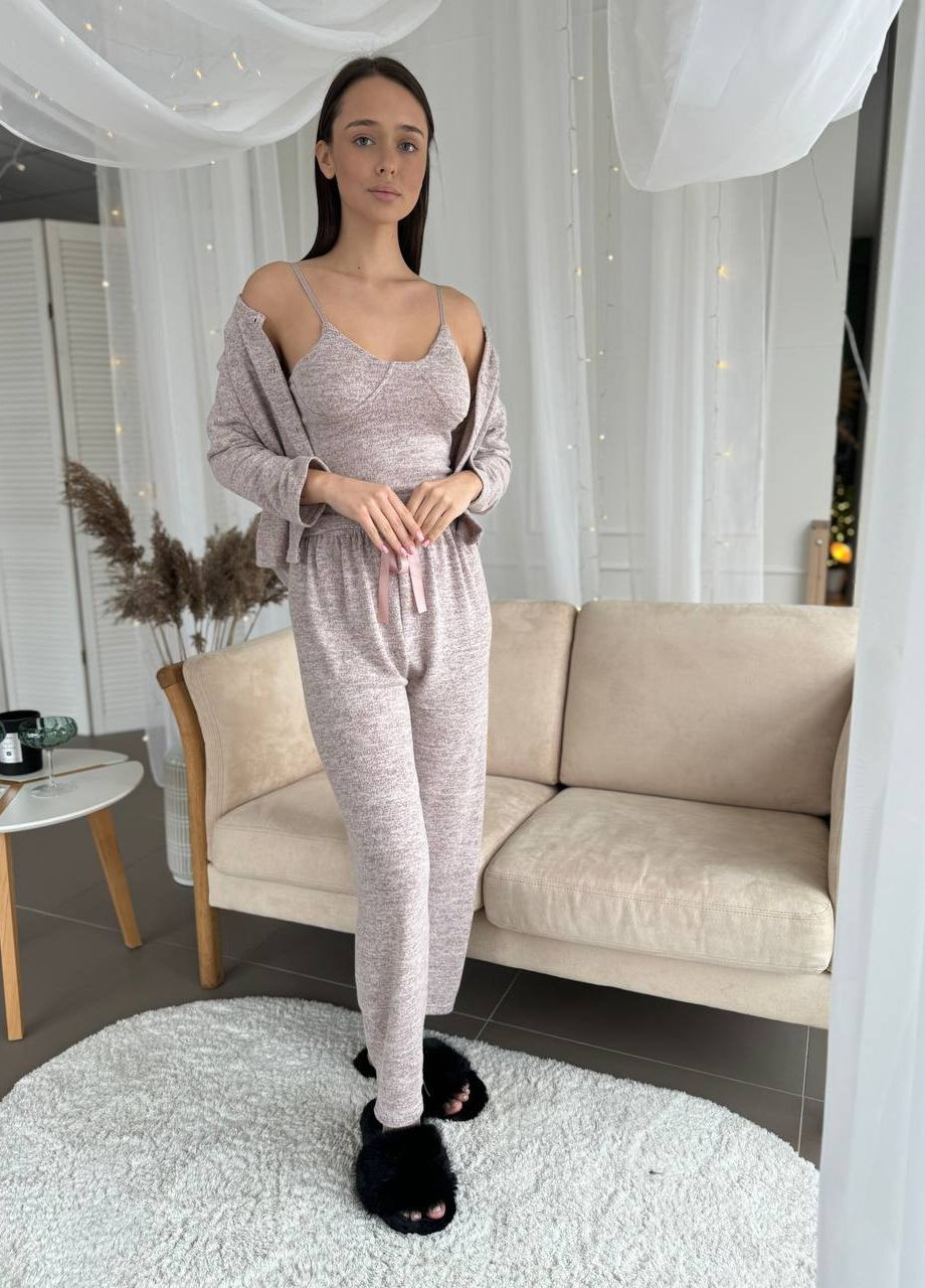 Бежева стильна піжама No Brand