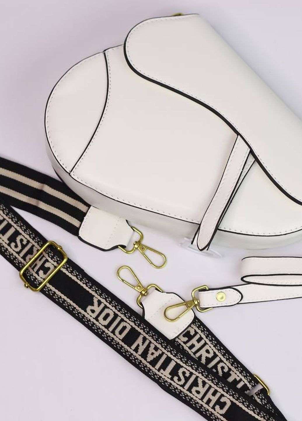 Сумка класична з лого CHRISTIAN DIOR SADDLE white Vakko (260585739)