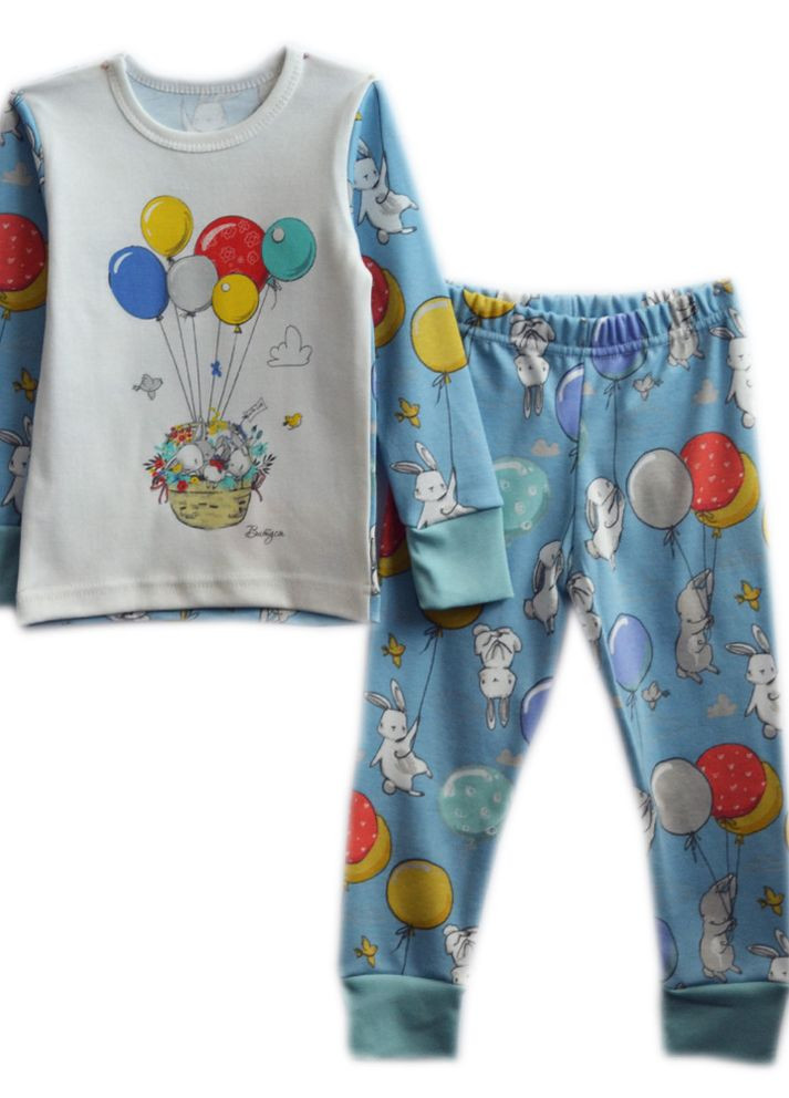 Блакитна всесезон піжама дитяча "морфей" блакитно молочна футболка + штани Витуся пижама