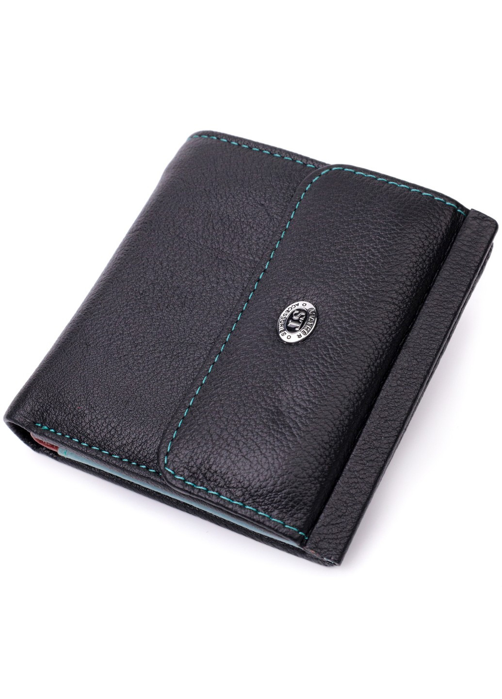 Жіночий оригінальний гаманець середнього розміру з натуральної шкіри 19500 Чорний st leather (277980548)