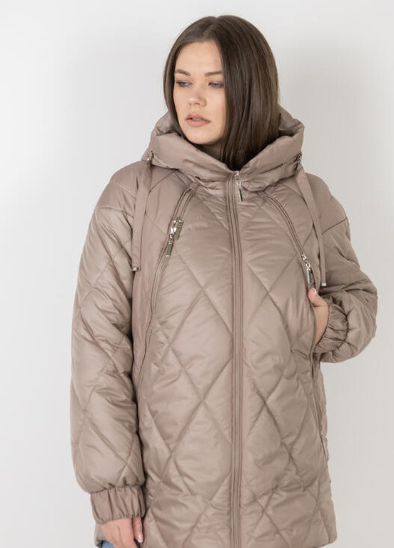 Светло-коричневая демисезонная женская демисезонная куртка DIMODA Демісезонна жіноча куртка від українського виробника