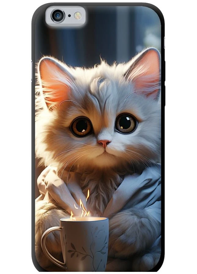 TPU черный чехол 'White cat' для Endorphone Apple iPhone 6 (265398622)