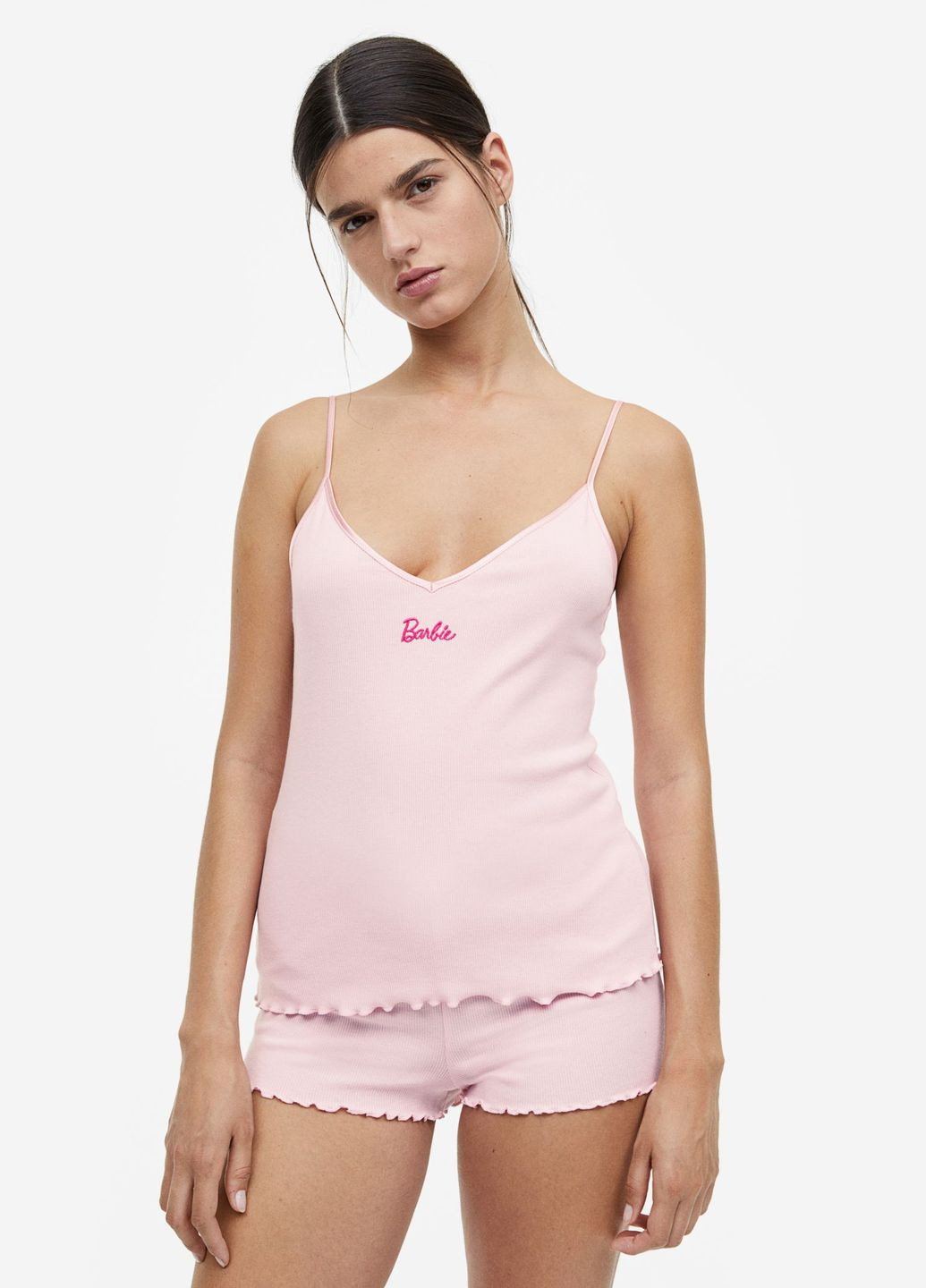 Розовая всесезон пижама с топом и шортами майка + шорты H&M