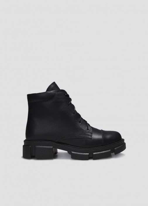 Зимние черные кожаные зимние ботинки Villomi со шнуровкой
