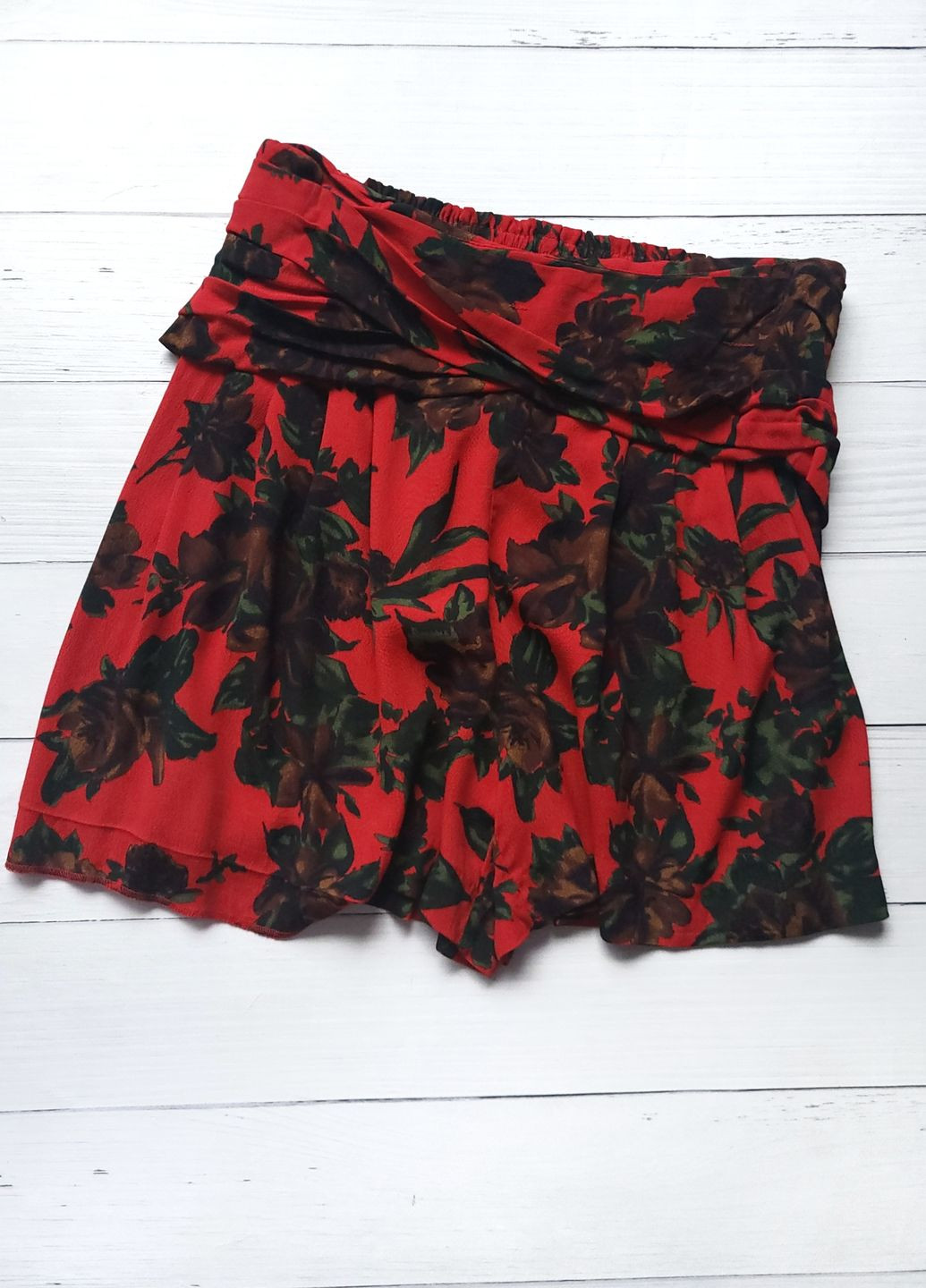 Шорты-юбка цветочный принт Красные Zara (263361021)