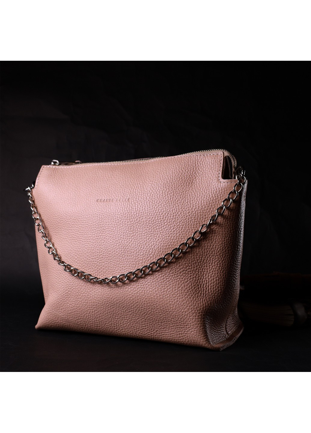 Оригинальная женская сумка из натуральной кожи 11695 Пудровая Grande Pelle (267507198)