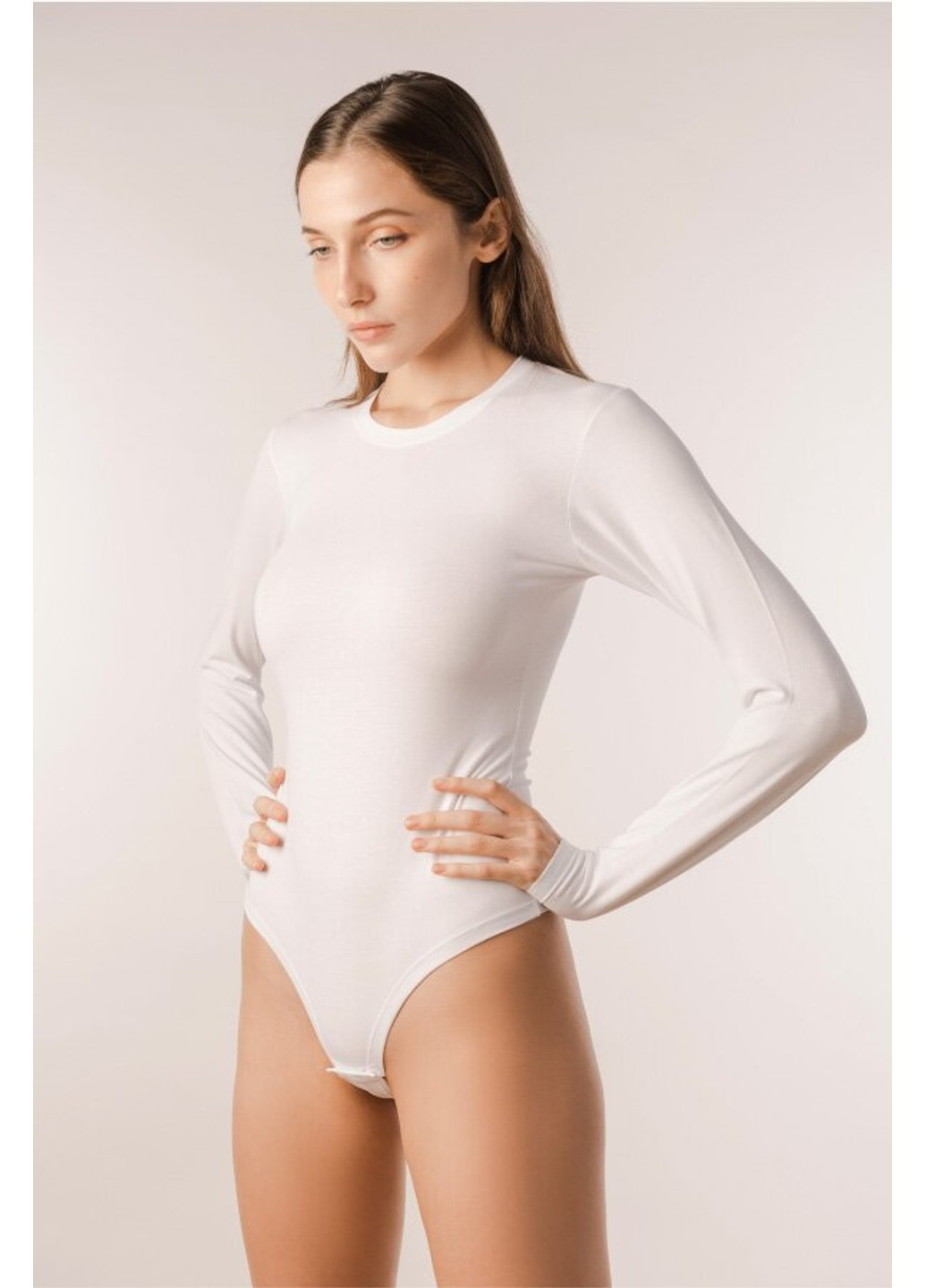 Боди из хлопка с длинным рукавом белый Ines L011b Luna (257062644)