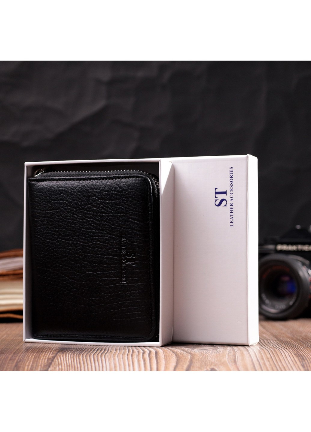 Женский отменный кошелек из натуральной кожи 22449 Черный st leather (278001058)