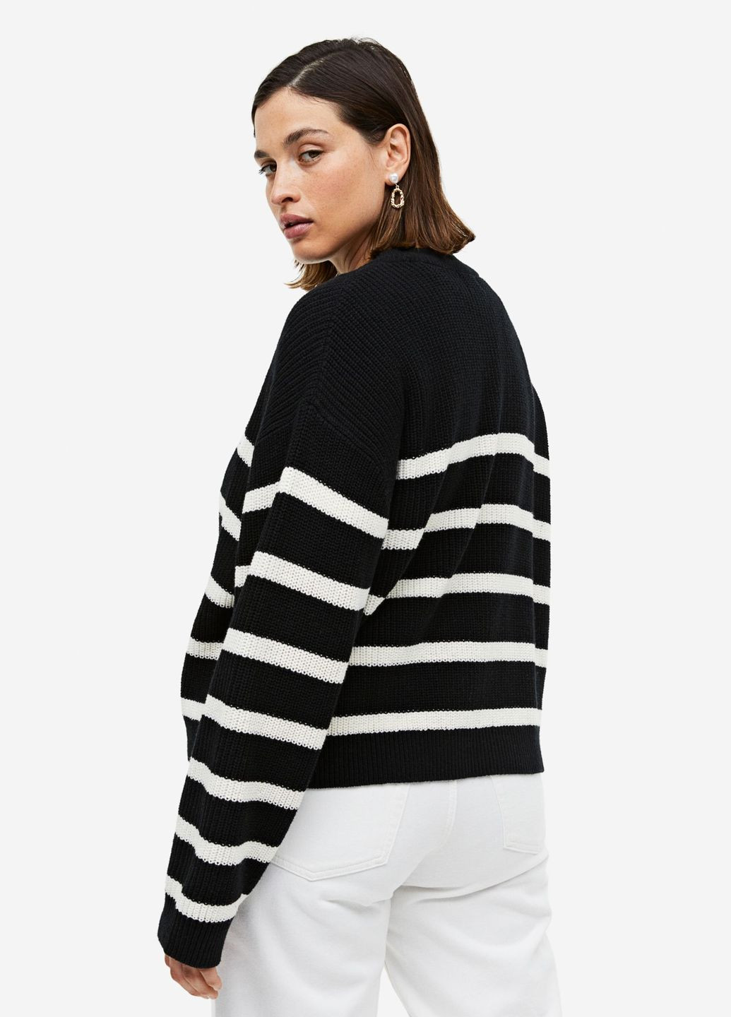 Чорно-білий демісезонний светр в рубчик H&M