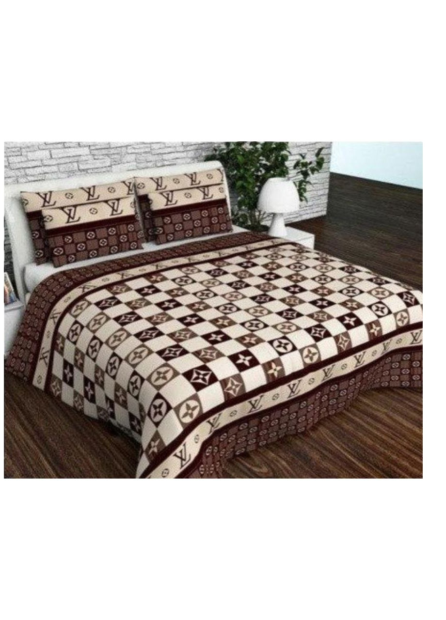 Постільна білизна бязь Луі Вітон сімейний 200х220 білий з бежевим No Brand (258966094)