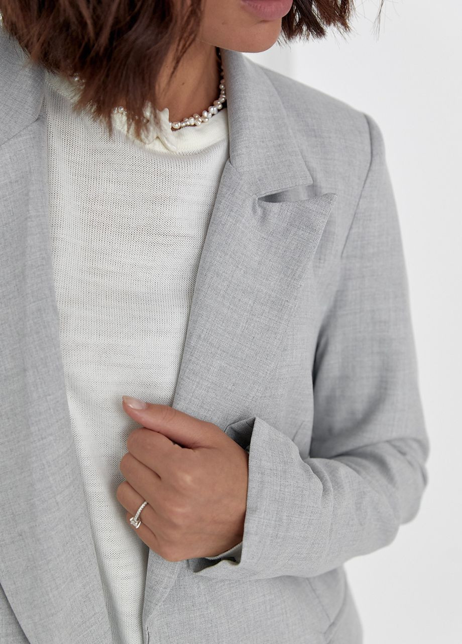 Серый женский стильный пиджак No Brand - демисезонный