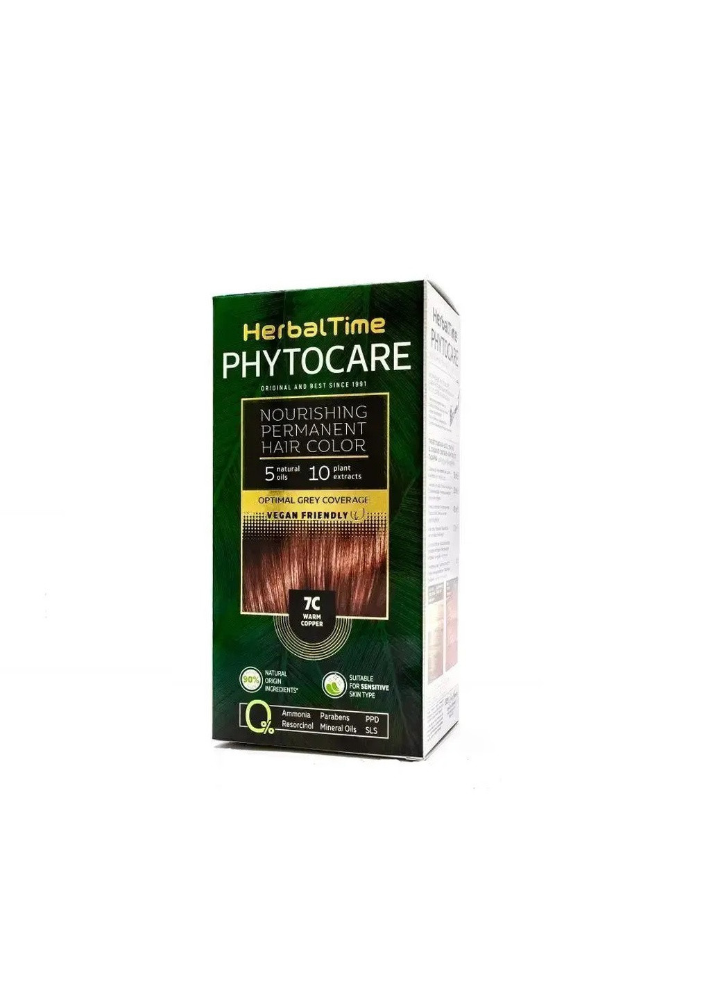 Фарба для волосся безаміачна Phytocare №7С Теплий мідний 125 мл Herbal Time (258590277)