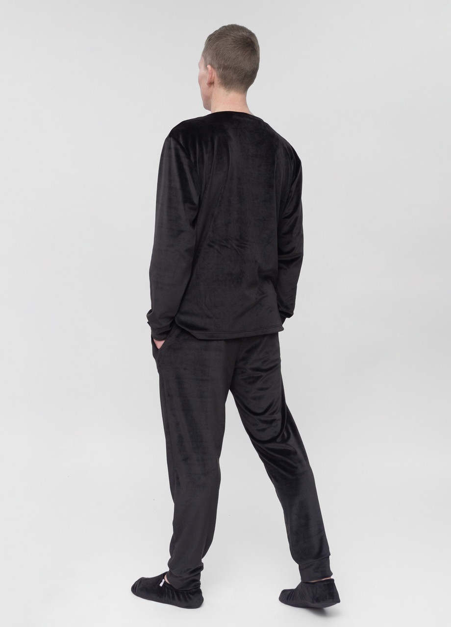 Костюм мужской домашний велюровый кофта со штанами Черный Maybel (257062716)