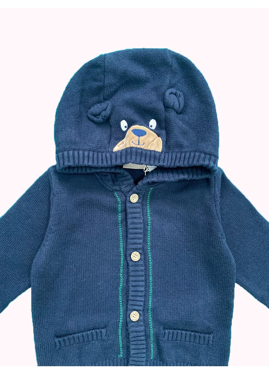 Синий свитер с капюшоном мишка Chicco
