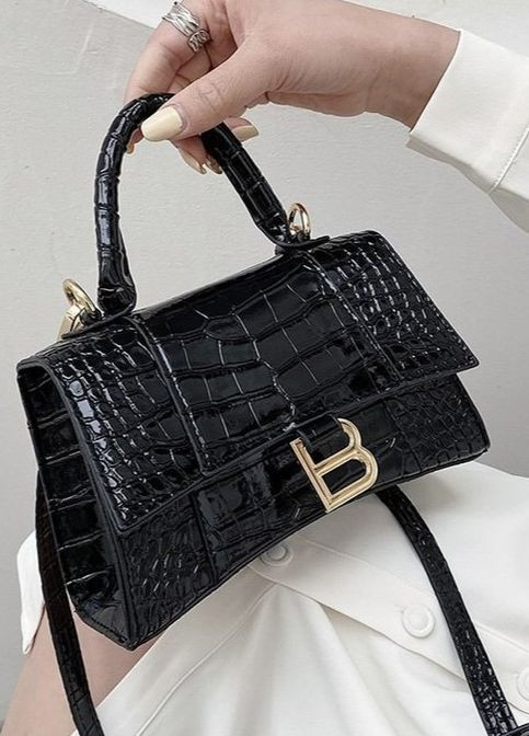Женская сумка balenciaga 1068 кросс-боди рептилия лаковая черная No Brand (276717073)