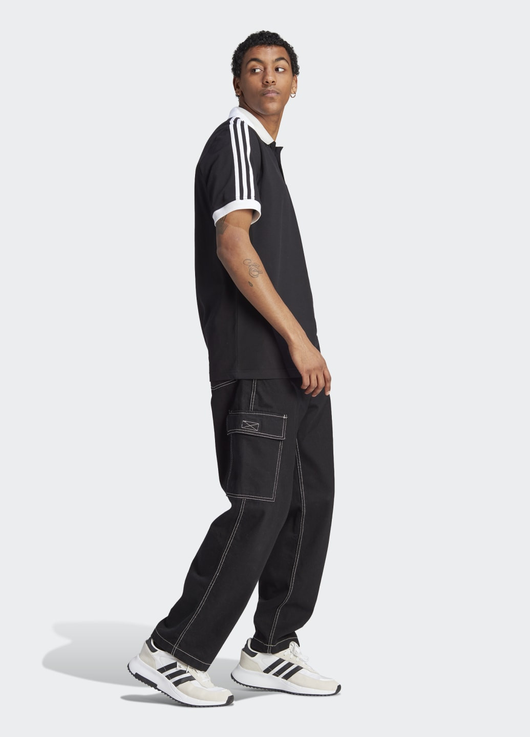 Черная футболка-поло adicolor classics 3-stripes adidas