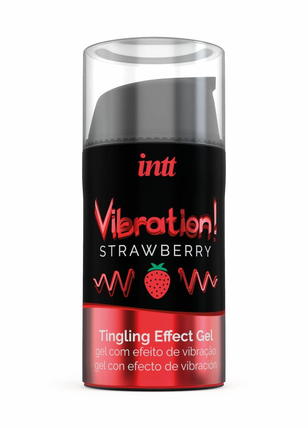 Жидкий вибратор Vibration Strawberry (15 мл), густой гель, очень вкусный, действует до 30 минут, 15 мл. Intt (260266335)