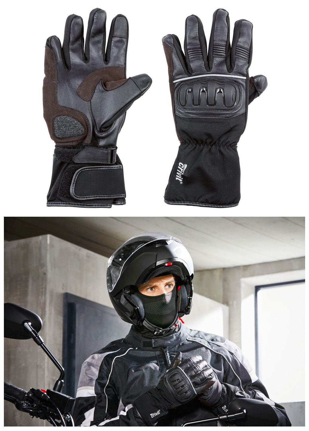 Мотоциклетные перчатки (2 пары) Crivit (260736882)