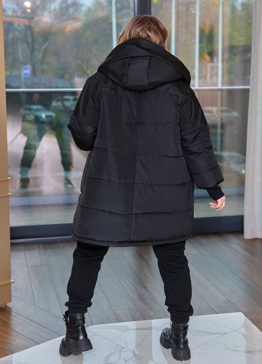 Черная женская теплая куртка цвет черный р.50/52 444988 New Trend
