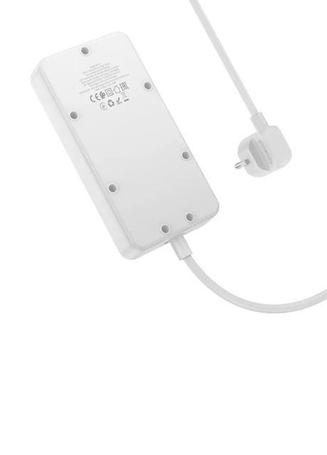 Мережевий подовжувач 1C3A (3 USB порти, 1 Type-C, PD 17W, 3.4A, 1.5M кабель, європейська вилка) - білий Hoco ac7a (267507748)