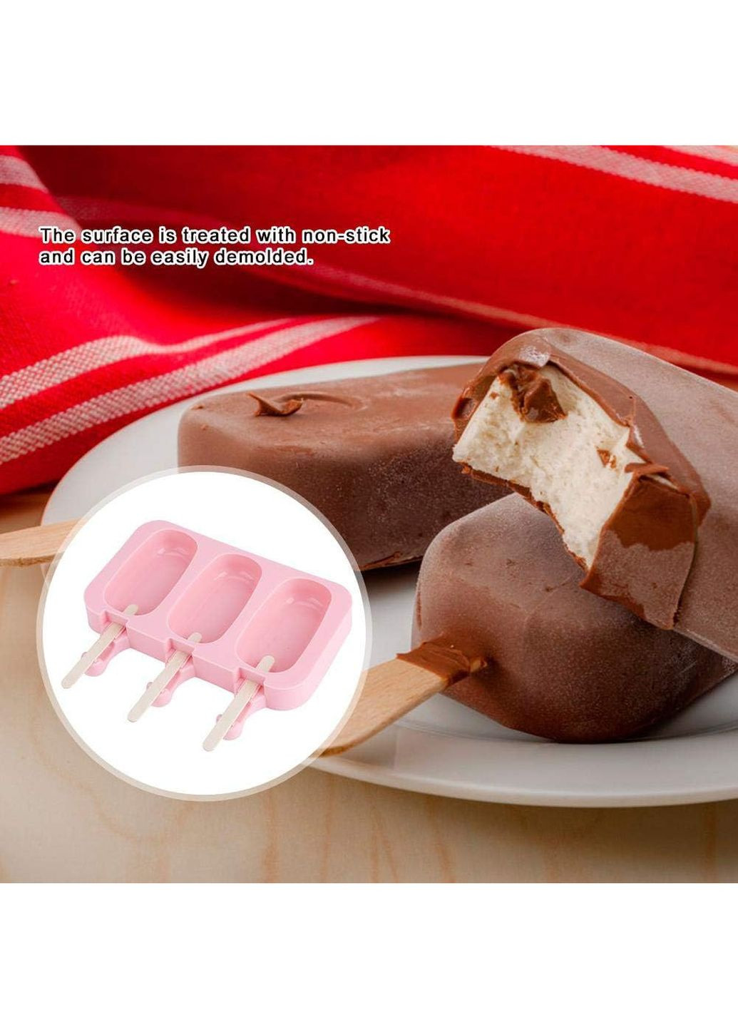 Форма силиконовая для мороженого Эскимо и евродесертов с палочками (3 ячейки) 19х14 см DanMenQing (260165291)