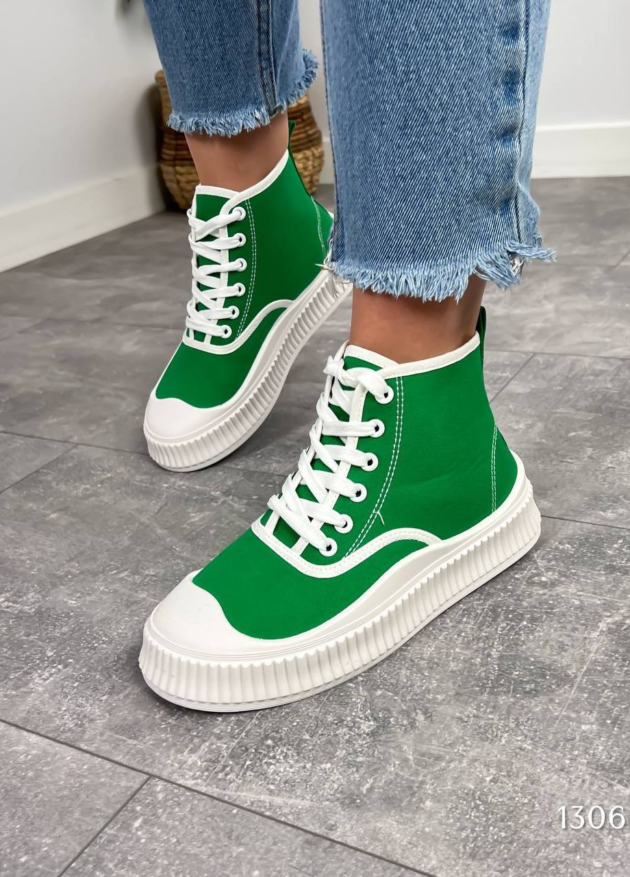 Зеленые демисезонные удобные кроссовки No Brand