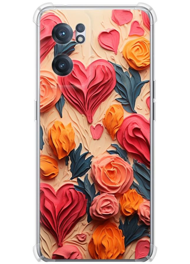 Силикон с усиленными углами чехол 'Сердечки 3' для Endorphone OnePlus Nord CE 2 (267237493)