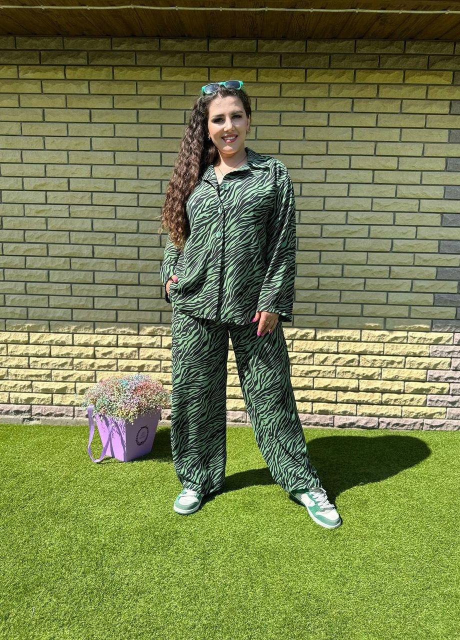 Женский костюм рубашка и брюки цвет зеленый р.44/46 438707 New Trend (260491705)
